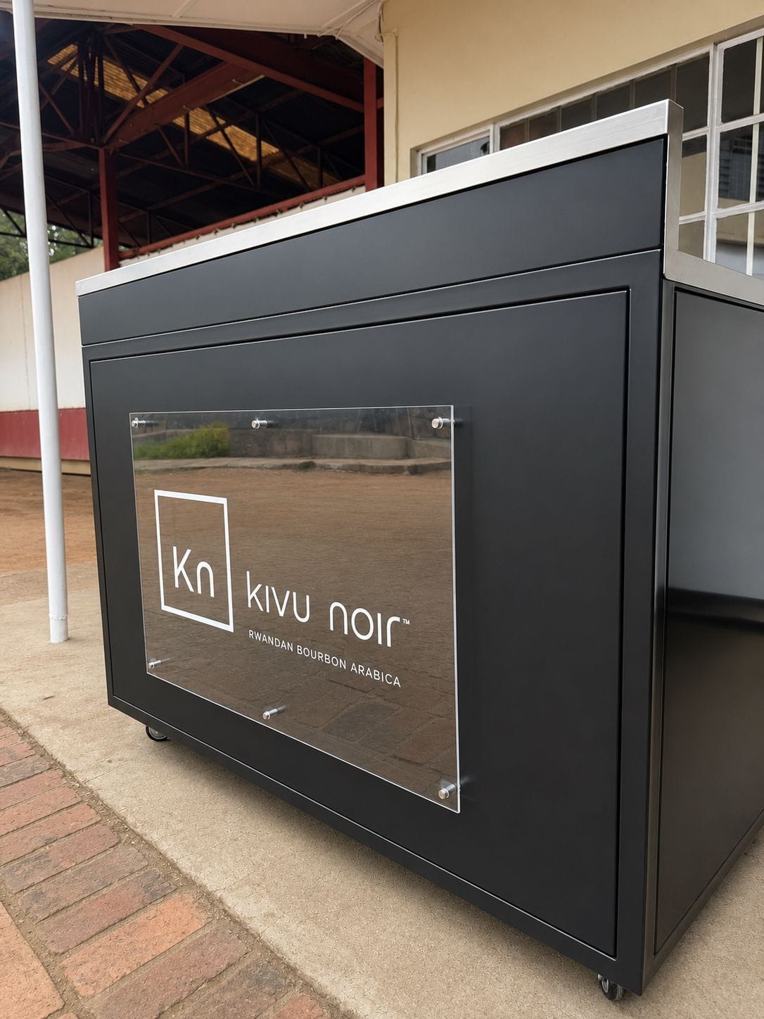 Custom steel shelving fabricated by KCrea Manufacturing, Kigali